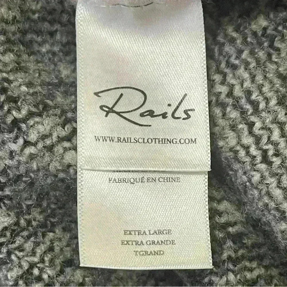 Rails Women's Plaid Cardigan Sweater Ivory Black Size XL Wool Winter Preppy - Picture 10 of 11